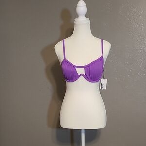 Shade & Shore Purple Women's Bikini Top NWT Size 36B Adjustable Straps Underwire